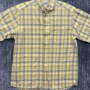 Vintage Classic Blues Men’s Short Sleeve Button Shirt Large Yellow